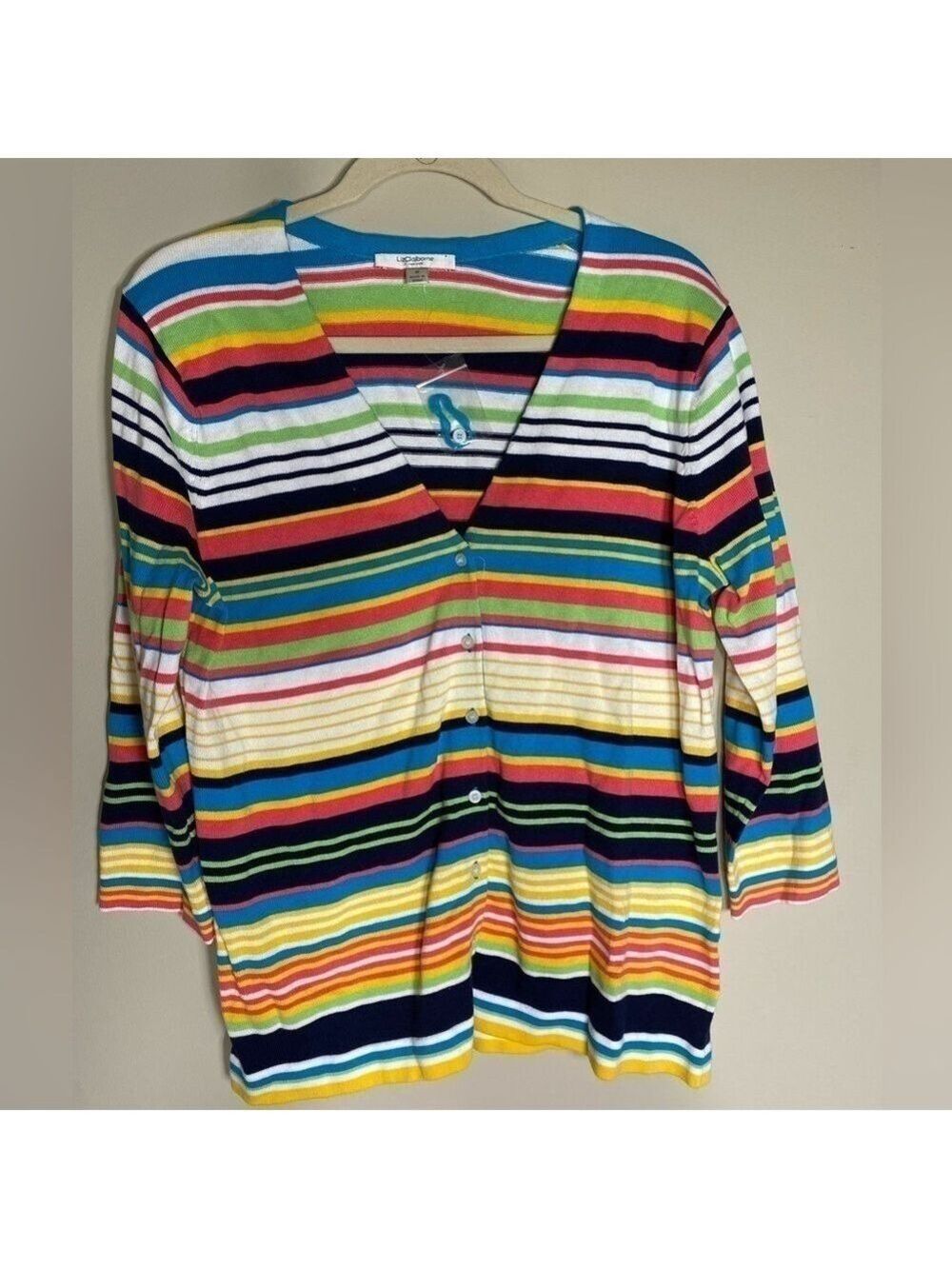 Liz Claiborne Multi Striped Button Cardigan M